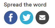 Image says 'Spread the word' with social media icons for Facebook, X, and email.